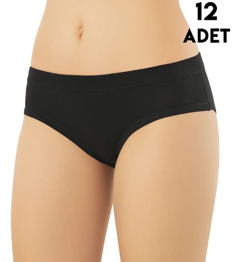 Yüksek Bel Destekli Modal Kadın Bikini Külot Kota 5105 - Siyah