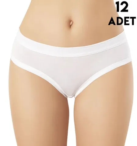 Yüksek Bel Destekli Modal Kadın Bikini Külot Kota 5105 - Beyaz