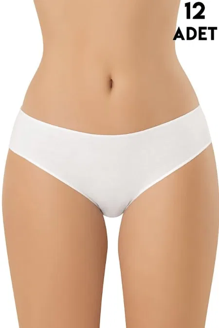 Yüksek Bel Destekli 12'li Kadın Bikini Külot Kota 5115 - Beyaz