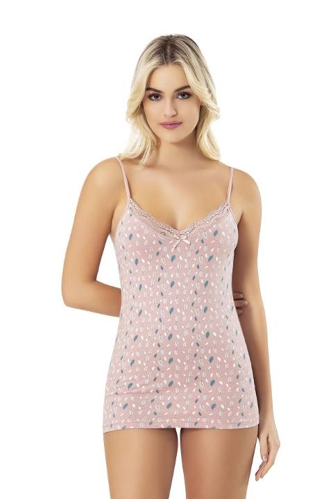 Yüksek Pamuklu Rahat İp Askılı Kadın Atlet Kota 6134 - Asorti