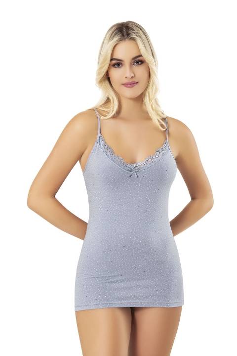 Yüksek Pamuklu Rahat İp Askılı Kadın Atlet Kota 6134 - Asorti