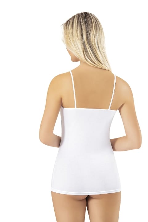 Yaka Tipi Pencereli İp Askılı Kadın Atlet Kota 6469 - Beyaz