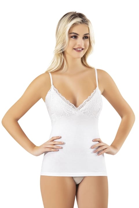 Esnek Pamuklu İnce Askılı Kadın Atlet Kota 6470 - Beyaz