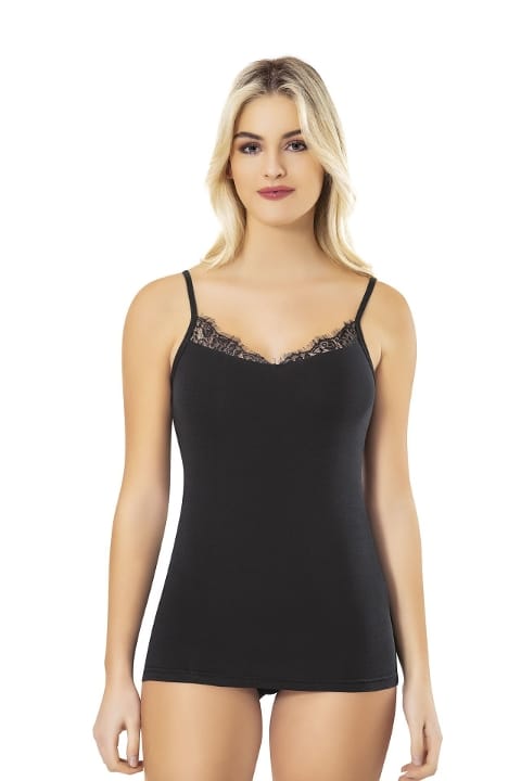 İp Askılı Dantelli Kadın Atlet Kota 6472 - Siyah