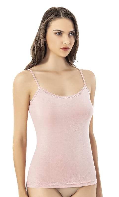 Geniş Askılı Nefes Alan Modal Kadın Atlet Kota 6602 - Pudra