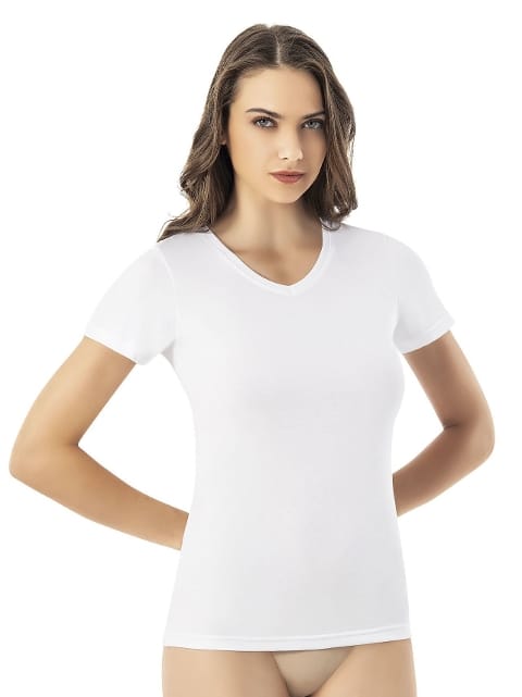 Kota V Yaka Nefes Alan Pamuklu Kısa Kollu Kadın Atlet Kota 6616