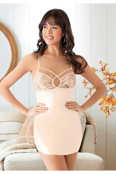 Tek Parça Kırmızı Saten Body Miss Laris 2077 - Krem