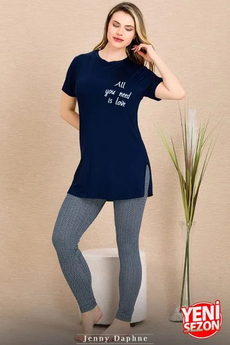 Lady Penye Kumaşlı Rahat Kesim Tayt Pijama Takımı Lady 12493 - Görsel 2