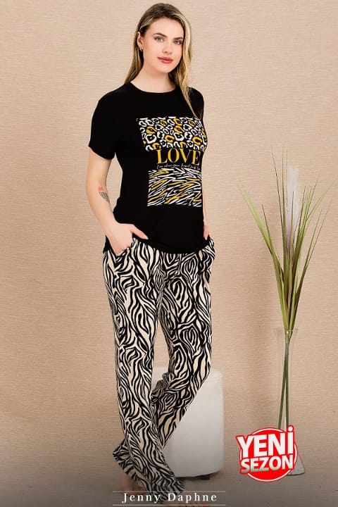 Lady Zebra Desenli Kısa Kollu Pijama Takımı Lady 12490 - Görsel 2