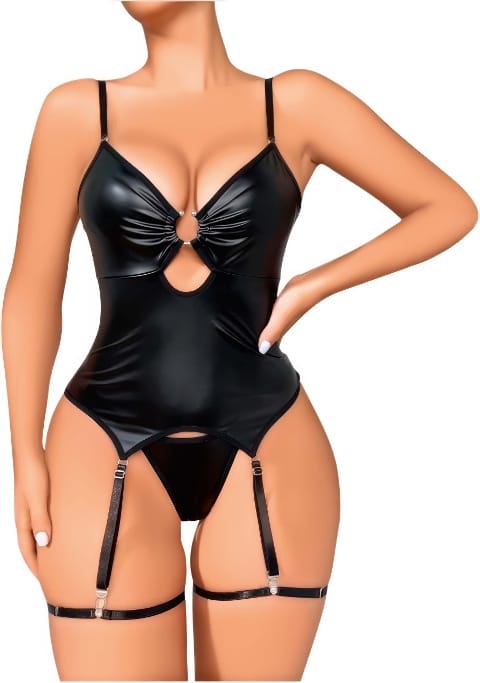 Dantel Detaylı Jartiyer Takım Somon Jesica Bella 15005 - Siyah