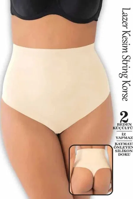 Yüksek Bel Lazer Kesim String Korse Form Angel 3014 - Ten
