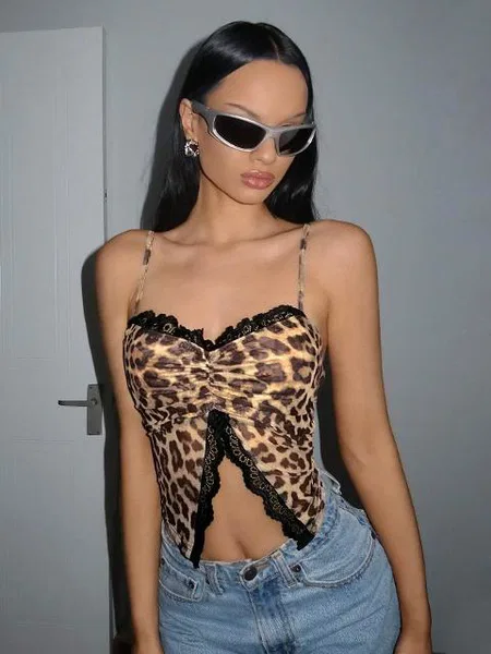 Fuşya Leopar Desenli Dantelli Büstiyer Ruselin 5095