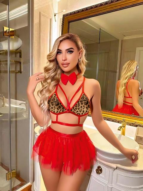 Leopar Tülü Etekli Kostüm Lily Bianca 190 - Kırmızı