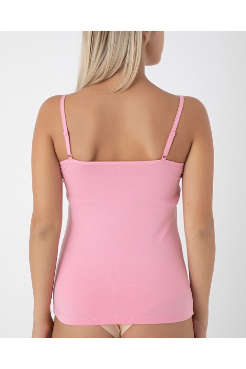 Likralı Dantelli İnce Askılı Kadın Atlet Confeo 801 - Pembe