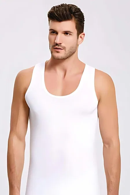 Bambu Lycra Rahat Kesim Atlet Erkek İlke 1608 - Beyaz