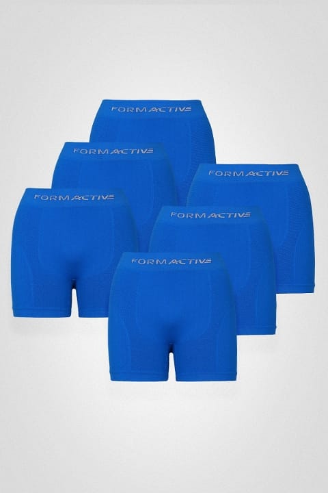 Mikrofiber Elastan Dikişli Erkek Boxer 6lı Set FormActive 4400 - Mavi