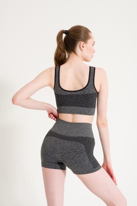 Dikişsiz Melanjlı Kalın Askılı Sporcu Sütyeni FormActive 1710 - Siyah