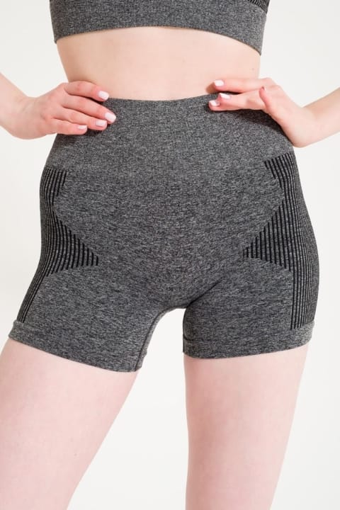 Dikişsiz Yüksek Bel Toparlayıcı Spor Şort FormActive 1725 - Siyah