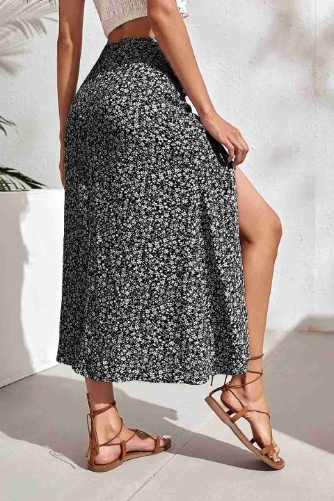 Çiçekli Yırtmaç Detaylı Etek Çok Renkli Merry See MS7116 Çok Renkli - Çok Renkli