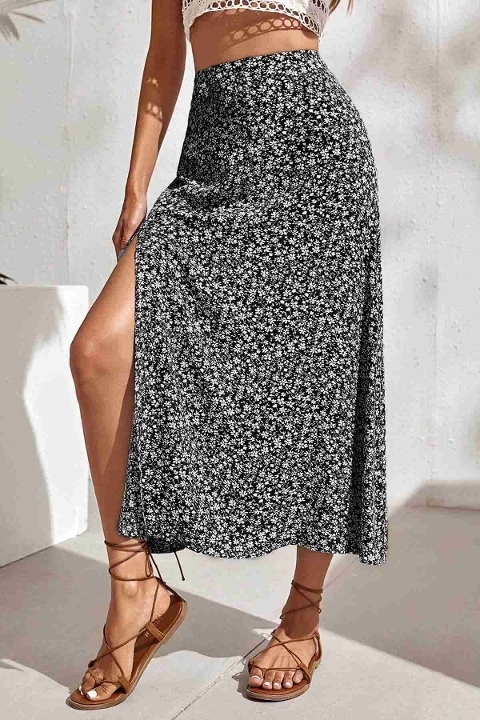 Çiçekli Yırtmaç Detaylı Etek Çok Renkli Merry See MS7116 Çok Renkli - Çok Renkli