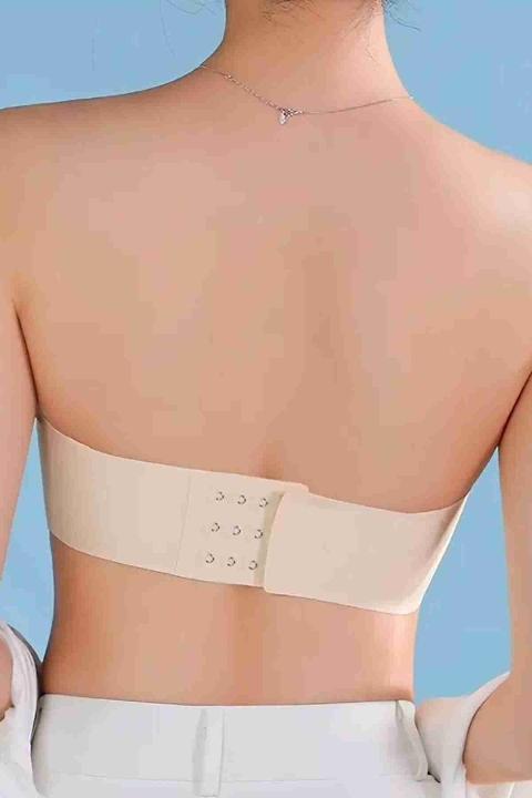 Merry See Merry See Dikişsiz Balensiz Çıkarılır Pedli Lazer Kesim Kaydırmaz Şeffaf Silikonlu Straplez Sütyen AN2003 Ekru - Görsel 4