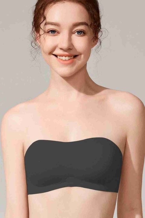 Dikişsiz Balensiz Çıkarılır Pedli Lazer Kesim Kaydırmaz Şeffaf Silikonlu Straplez Sütyen Merry See AN2003 Siyah - 2