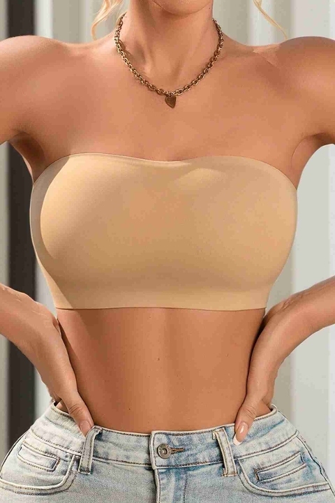 Dikişsiz Balensiz Çıkarılır Pedli Lazer Kesim Kaydırmaz Şeffaf Silikonlu Straplez Sütyen Merry See AN2003 TEN - 2