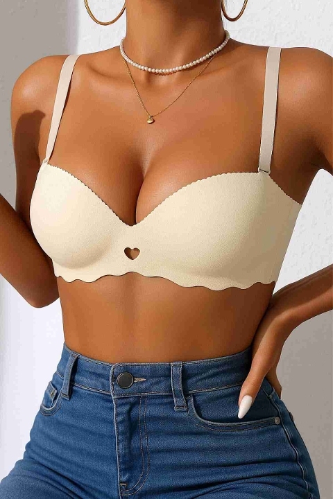 Dikişsiz Balensiz Hafif Destekli Kalpli Lazer Kesim Görünmez Sütyen Merry See MSB9975 TEN - 2