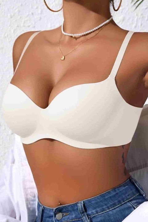 Dikişsiz Balensiz Hafif Destekli Parlak Lazer Kesim Görünmez Sütyen Merry See MSB7758 Krem