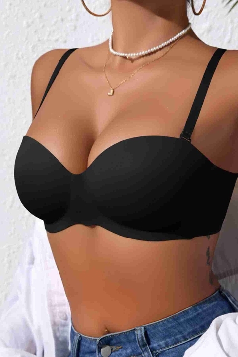Merry See Dikişsiz Balensiz Hafif Destekli Parlak Lazer Kesim İzbırakmaz Görünmez Sütyen Siyah - MSB7758-Siyah