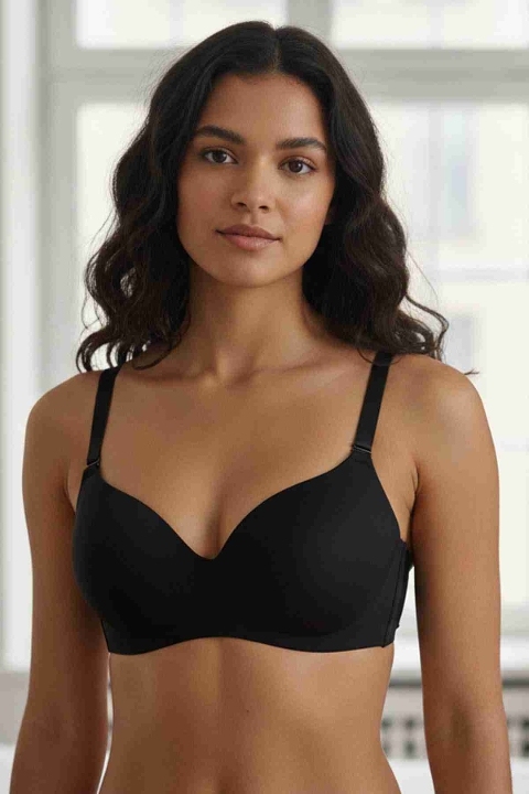Merry See Merry See Dikişsiz Balensiz Hafif Destekli Parlak Lazer Kesim İzbırakmaz Görünmez Sütyen Siyah - MSB7758-Siyah - Görsel 4
