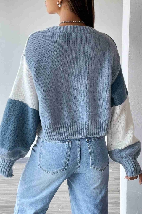 Düşük Omuzlu Yumuşak Dokulu Salaş Triko Hırka Merry See MS4418 Çok Renkli - Çok Renkli