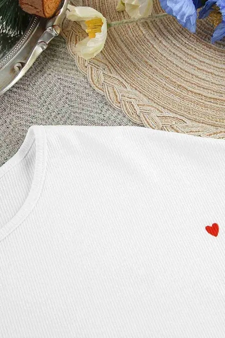 Kalp Baskılı Uzun Kollu İnce Kumaş Dökümlü Pijama Takımı Merry See MS2386 Beyaz - Beyaz