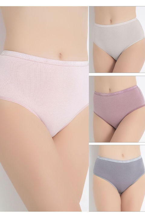 Yüksek Bel Kadın Külot 4'lü Paket Pamuklu Mor Confeo 804