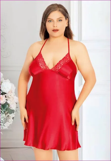 Şeffaf Dantel Askılı Mini Gecelik Miss Laris 4026 - Kırmızı