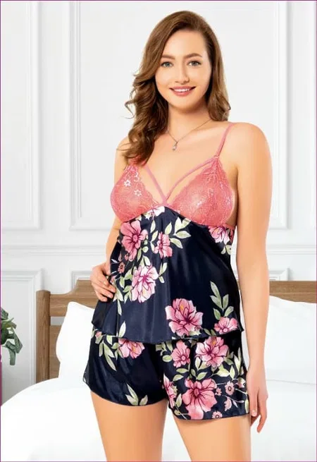 Büyük Beden Bayan Saten Şortlu Takım Miss Laris 4211