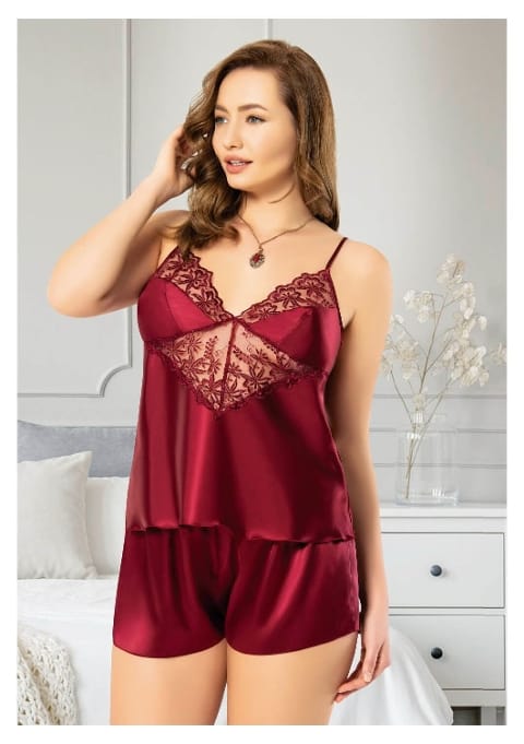 Saten Şortlu Kadın Pijama Takımı Miss Laris 4215 - Görsel