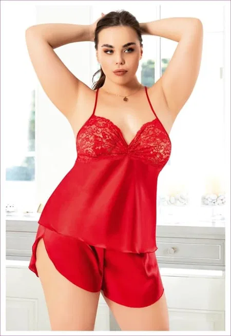Büyük Beden Saten Şortlu Takım Miss Laris 4232