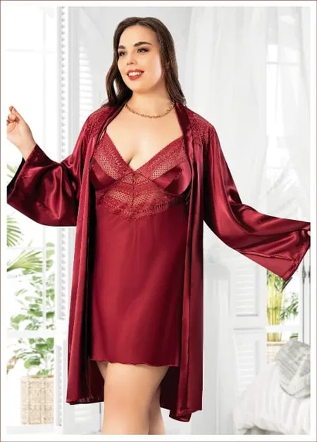 Saten ve Büyük Beden Kadın Gecelik Miss Laris 6015 - Görsel