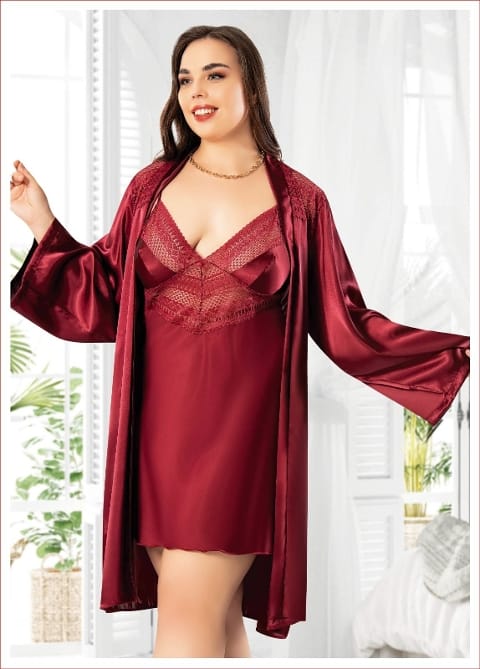 Saten ve Büyük Beden Kadın Gecelik Miss Laris 6015 - Görsel