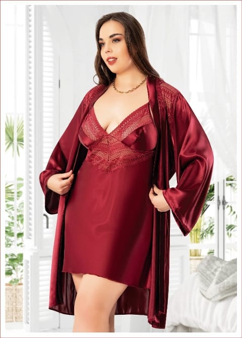 Saten ve Büyük Beden Kadın Gecelik Miss Laris 6015 - Görsel