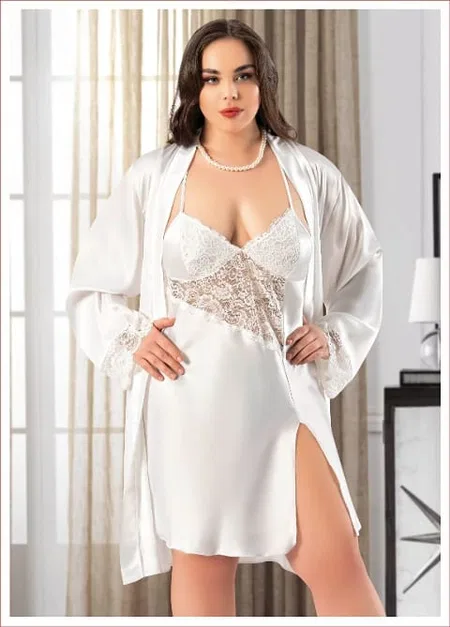 Göğüs Dantelli Saten İkili Takım Ten Renk Miss Laris 6018