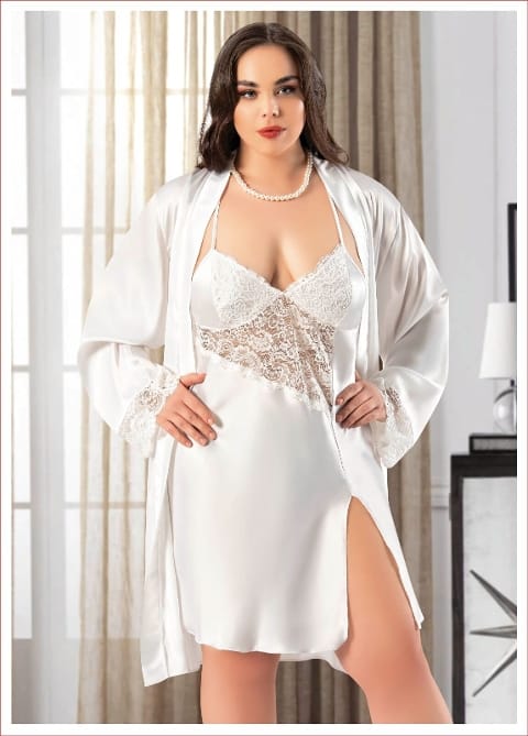 Göğüs Dantelli Saten İkili Takım Ten Renk Miss Laris 6018