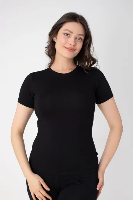 Modal Pamuklu Kısa Kollu T-shirt Confeo 801 - Siyah