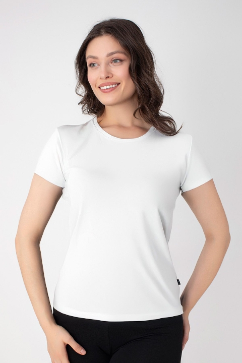 Modal Pamuklu Kısa Kollu T-shirt Confeo 801 - Beyaz