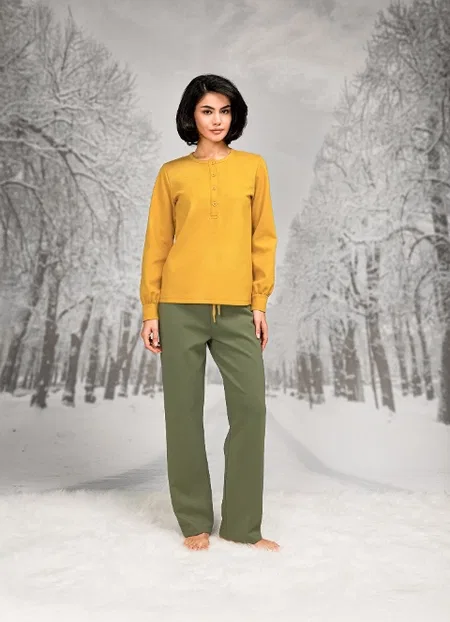 Önden Düğmeli Lila Yuvarlak Yaka Kadın Pijama Takımı Doreanse 26K4091