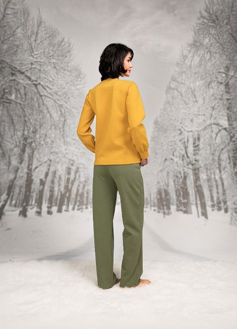 Önden Düğmeli Lila Yuvarlak Yaka Kadın Pijama Takımı Doreanse 26K4091 - 2