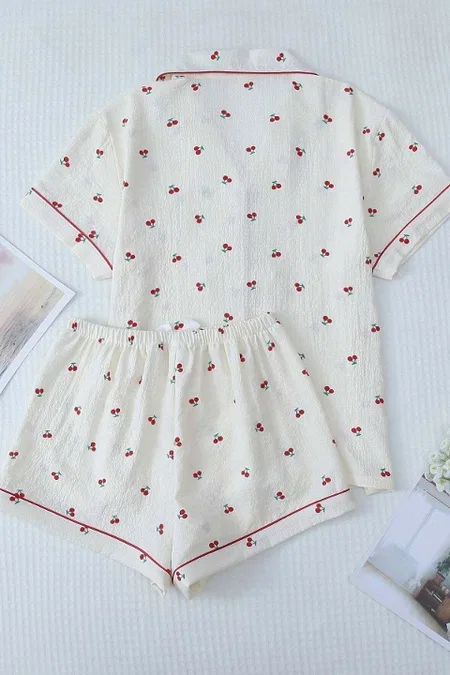 Merry See Özel Örme Kumaş Baskılı Kısa Kollu Şortlu Pijama Takımı Merry See MS 4088 Çok Renkli - Görsel 2