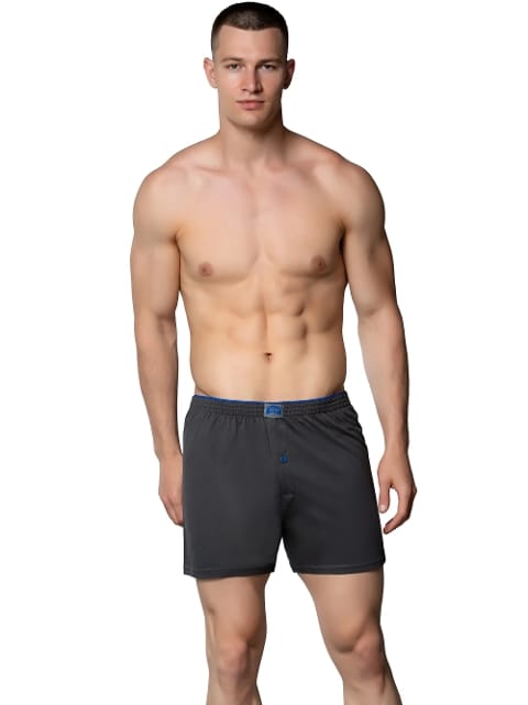 Pamuklu Antrasit Havlu Bel Erkek Boxer Gümüş 4020