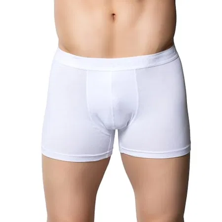 Pamuklu Beyaz Likralı Erkek Boxer Gümüş 4018 - Beyaz